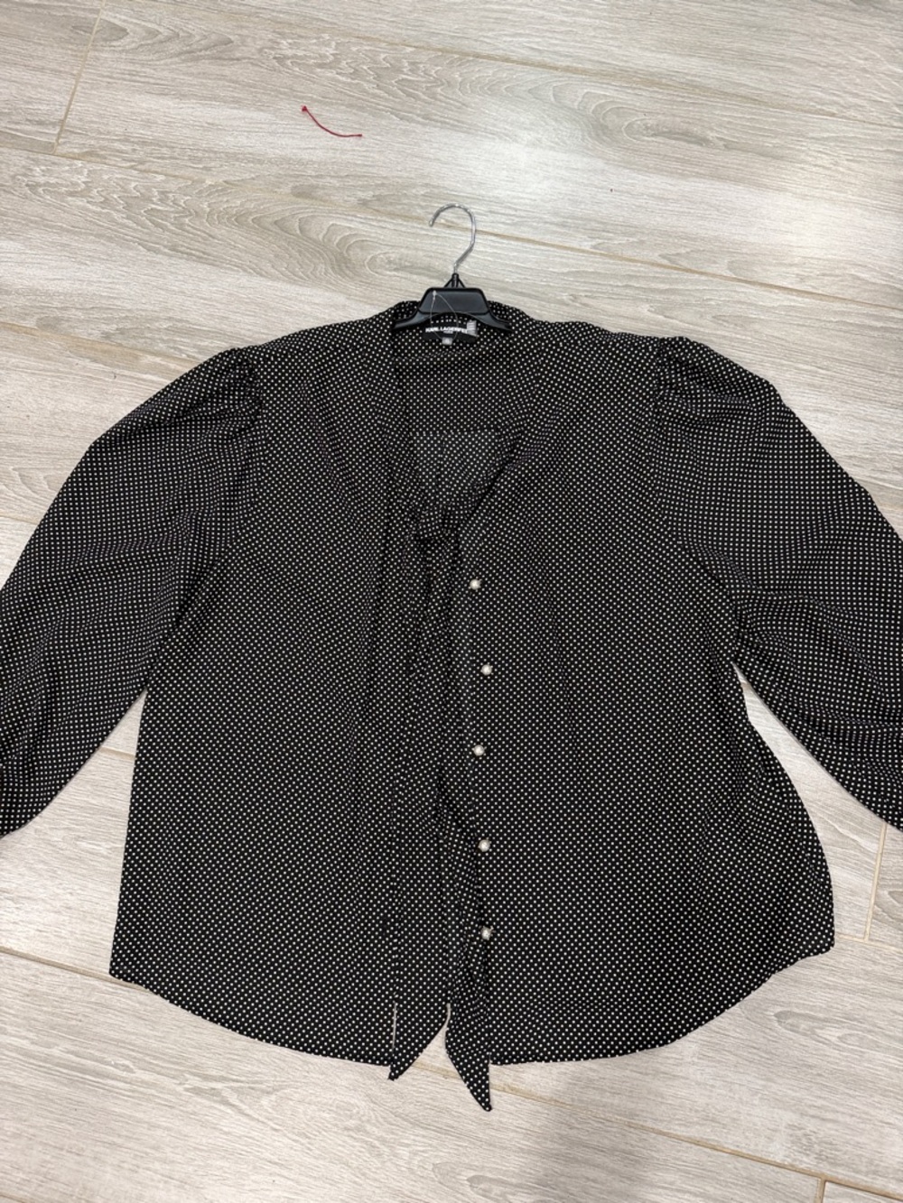 Karl Lagerfeld Black Polka Dot Button-Front Blouse XL